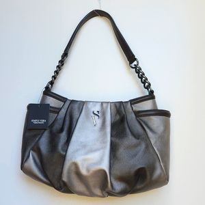 Vera Wang gray silver contemporary handbag
